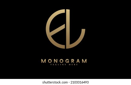 Alphabet EL or LE illustration monogram vector logo template in round shape