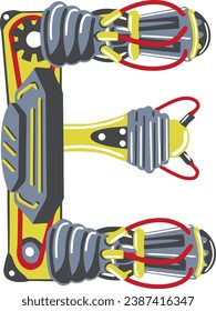 an alphabet with an electricity machine theme