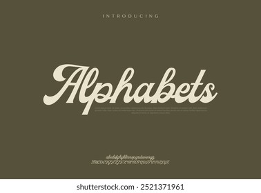 Alfabeto elegante alfabeto letras fonte e número. Clássico Lettering minimal Fashion Designs. Tipografia modernas fontes serif e números. ilustração vetorial