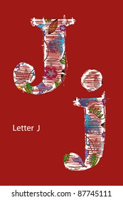 alphabet with elements of vegetation pattern.  letter, font