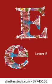 alphabet with elements of vegetation pattern.  letter, font