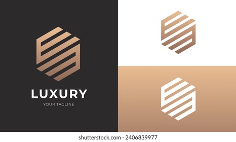 Alphabet EM or WM luxury initial letters and hexagon brand monogram logo template. vector ilustration
