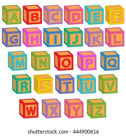 alphabet english blocks - vector illustration, eps