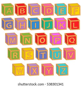 alphabet english colorful blocks - vector illustration, eps