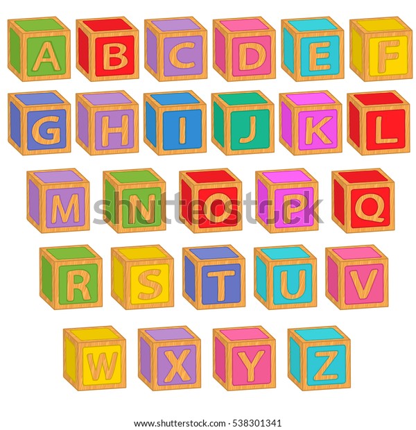 Alphabet English Colorful Blocks Vector Illustration Stock Vector ...