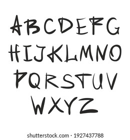 Alphabet in English. Hand drawn typeface. Letters handwritten in modern style for logo design, poster, print. Alphabetical signature for each letter of the alphabet - Vector illustration