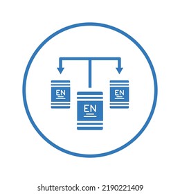 Alphabet, english, language icon. Blue color design.