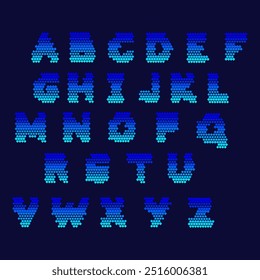 alphabet english  letter vector  set blue gradient mosaic isolated 