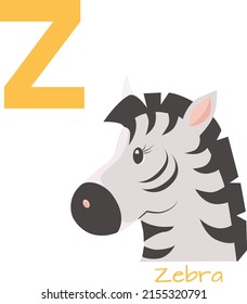 Alphabet, English, letter Z, Zebra animal. animal portraits