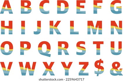 Alphabet English vector font letter design nature color letter text red blue yellow