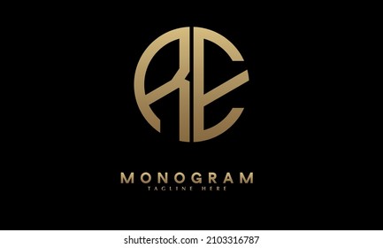 Alphabet RE or ER illustration monogram vector logo template in round shape