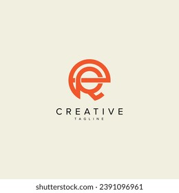 Alphabet ER RE letter modern monogram style logo vector template.