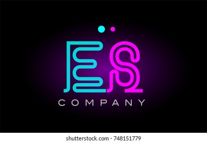Alphabet es e s letter logo design combination with neon light effect in blue and pink color suitable for a company banner or branding purposes
