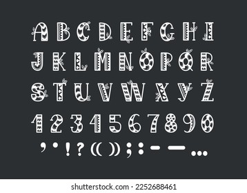 Alphabet ethnic design, tribal africa decorative ethnic type numbers and letters. African typography, folk style letter neoteric vector collection