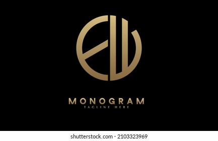 Alphabet EW or WE illustration monogram vector logo template in round shape