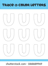 Alphabet exercise. Trace nd color letters. A4