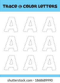 Alphabet exercise. Trace nd color letters. A4