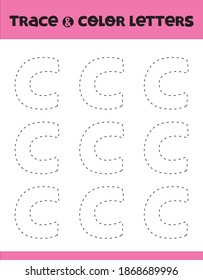 Alphabet exercise. Trace nd color letters. A4