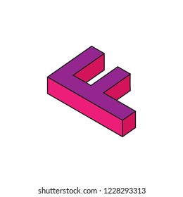 alphabet F, 3D colored isometric icon. Element of 3d words and symbols icon for mobile concept and web apps. Isometric alphabet F, 3D icon can be used for web and mobile