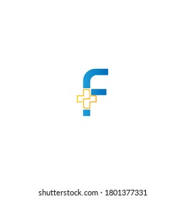 Alphabet F combine healty cross icon template