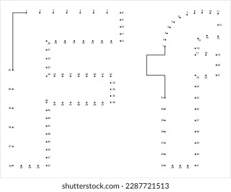 Alphabet F Connect The Dots, Character F, Language Letter Graphemes Symbol, Capital, Lowercase, Small, Uppercase, Vector Art Illustration, Puzzle Game Containing A Sequence Of Numbered Dots