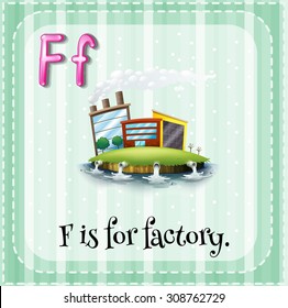 Alphabet F is for factory illustration
