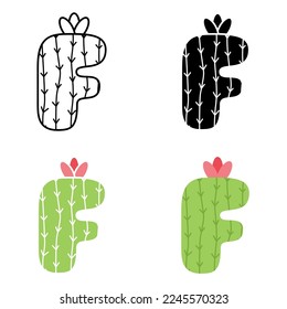 Alphabet F in flat style isolated