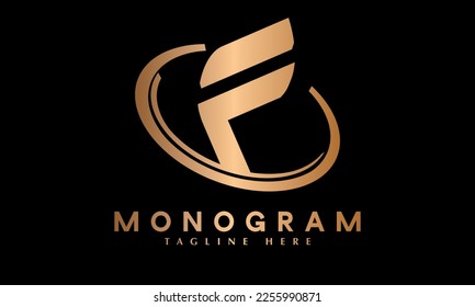 Alphabet F initial sign abstract monogram vector logo template