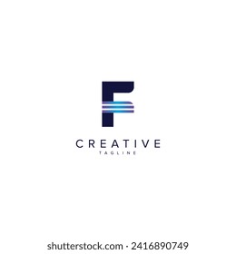 Alphabet F letter modern style line logo element vector.