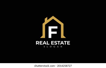 Alphabet F Real Estate Monogram Vector Logo Design, Letter F House Icon Template