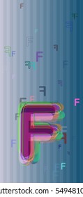 Alphabet F vector background around graphic invitation, pretty dream at advertising