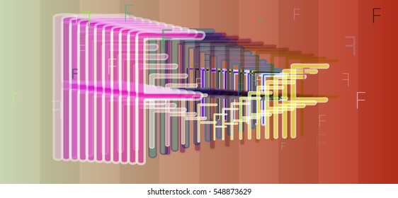 Alphabet F vector background at glossy illustration, simple gradation of thought