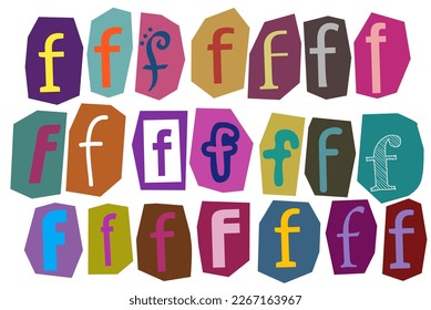Alphabet f- vector cut newspaper and magazine letters, paper style ransom note letter