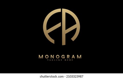 Ilustración alfa o AF de la ilustración monograma del logotipo vectorial en forma redonda