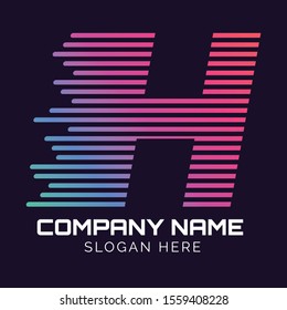 Alphabet with fast speed lines, Abstract letter H logo design template, fast speed moving,quick energy sign,vector icon,lines letters,Typographic elements