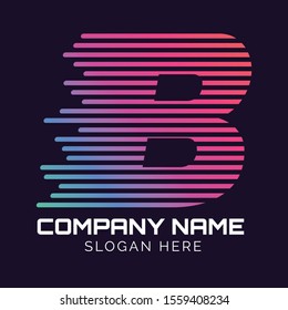 Alphabet with fast speed lines, Abstract letter B logo design template, fast speed moving,quick energy sign,vector icon,lines letters,Typographic elements