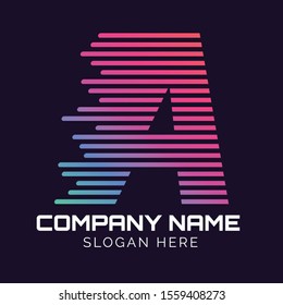 Alphabet with fast speed lines, Abstract letter A logo design template, fast speed moving,quick energy sign,vector icon,lines letters,Typographic elements
