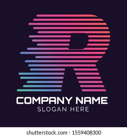 Alphabet with fast speed lines, Abstract letter R logo design template, fast speed moving,quick energy sign,vector icon,lines letters,Typographic elements