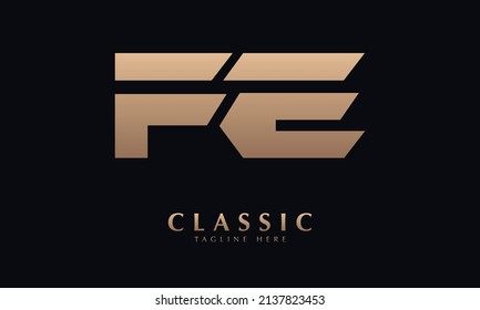 Alphabet FE or EF letter text abstract monogram vector logo template