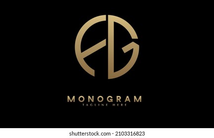Alphabet FG or GF illustration monogram vector logo template in round shape