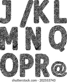 alphabet with fingerprint