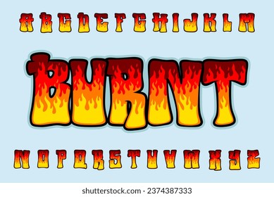 Alphabet Fire Burn Graffiti Cartoon Vector