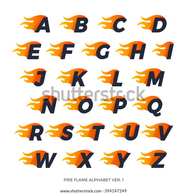Alphabet Fire Letters Set Burning Flame Stock Vector (Royalty Free ...