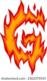 an alphabet with a fire theme