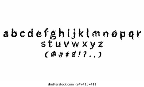 Alfabeto Fuego tipo fuente, y2k letras dibujadas a mano conjunto de Vectores, diseño de letras de fuente	
