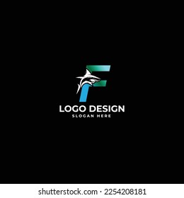 Alphabet with fish pictogram logo design vector