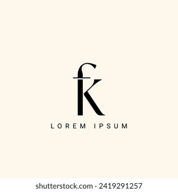 Alphabet FK or KF illustration monogram vector logo template