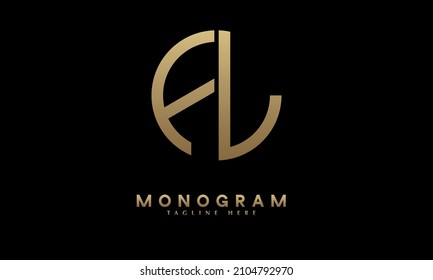 Alphabet FL or LF illustration monogram vector logo template in round shape