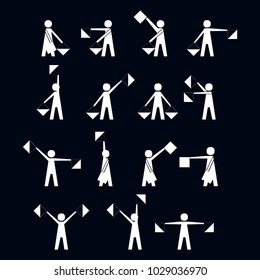 alphabet - flag semaphore system. vector alphabet icon
Vector illustration isolated on black