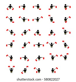 alphabet - flag semaphore system. vector alphabet icon